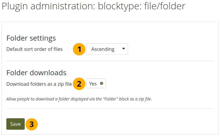 Configurer le bloc Dossier