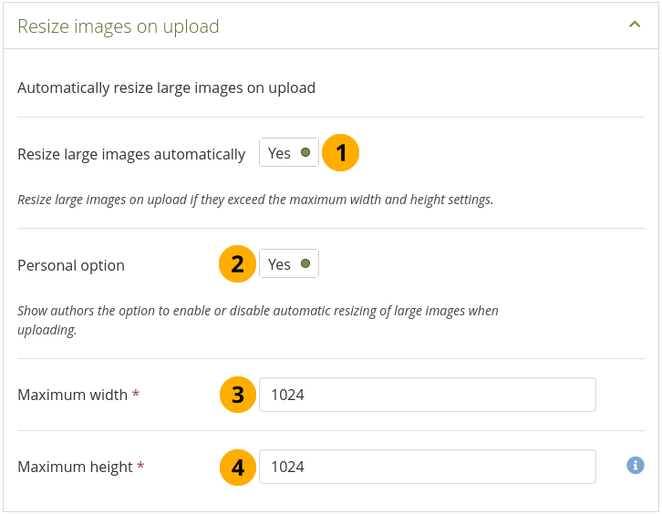 Configurer les options de retaillage des images