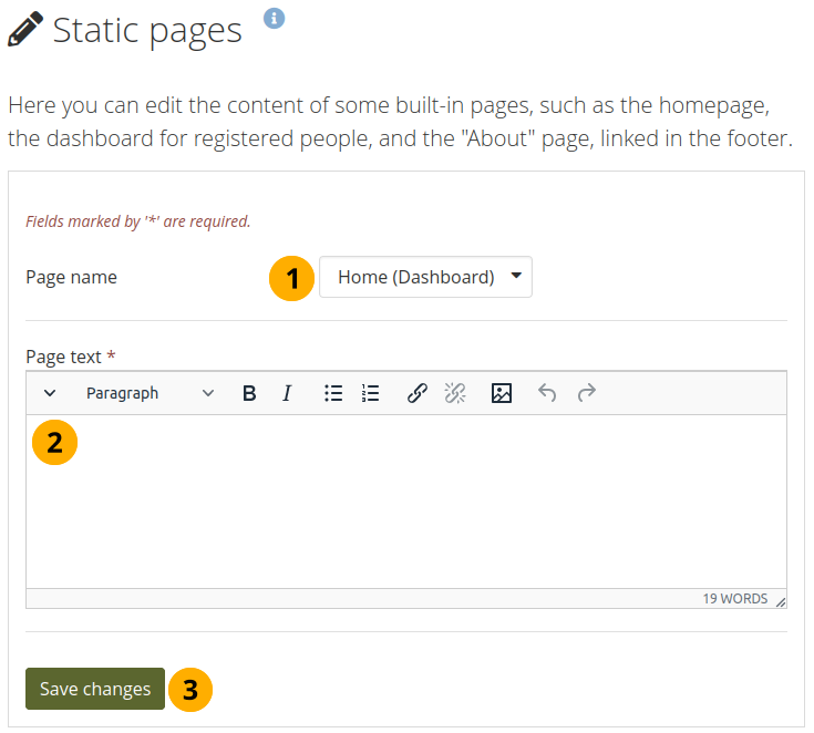 Modifier les pages statiques