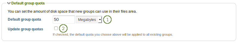 Configure the default group quota