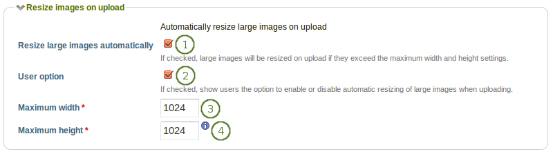 Configure the image resizing options