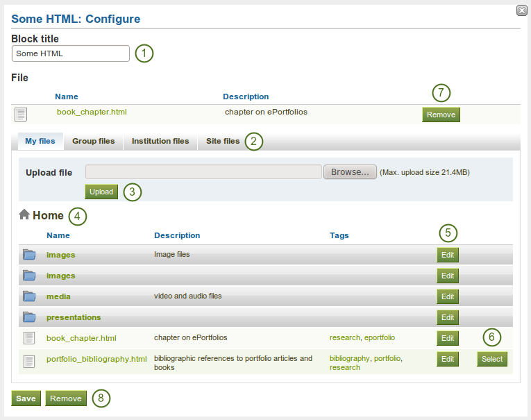 Configure the block Some HTML