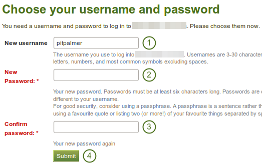 Complete the self-registration for an institution