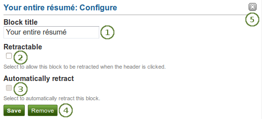 Configure the block "Your entire résumé"