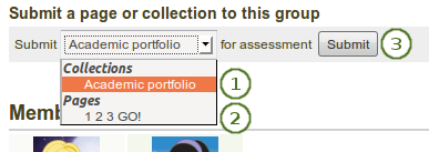 Submit a page or collection to a group