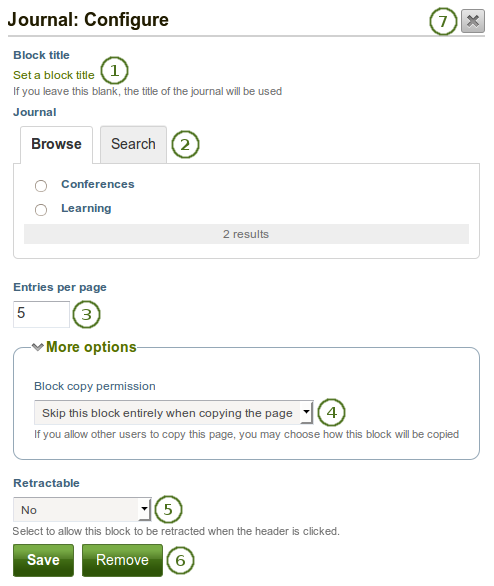 Configure the journal block