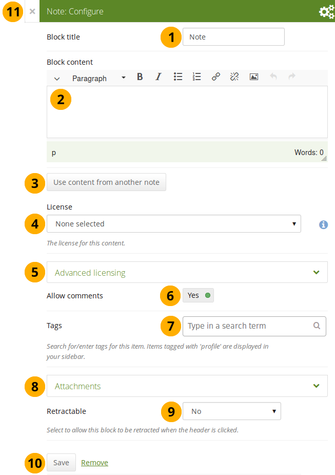 Configure the note block