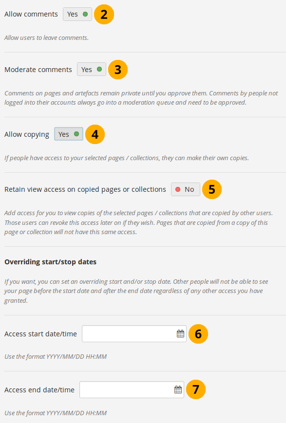 Advanced access options