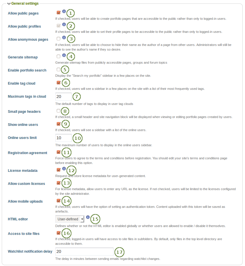 General settings