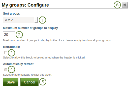 Configure the block My groups