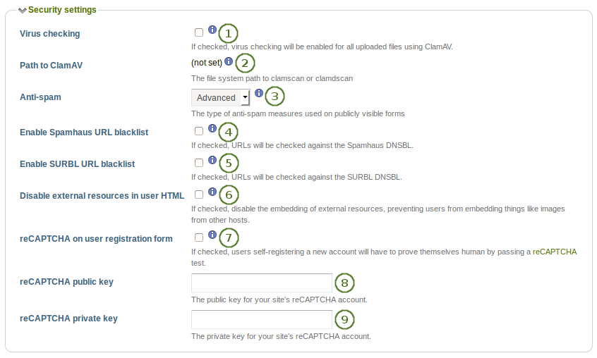 Security settings