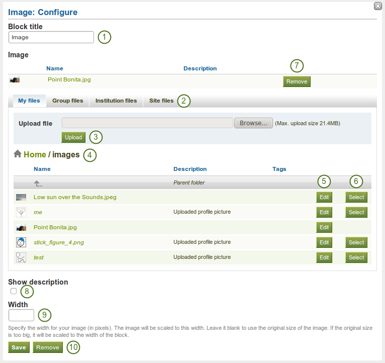 Configure the image block