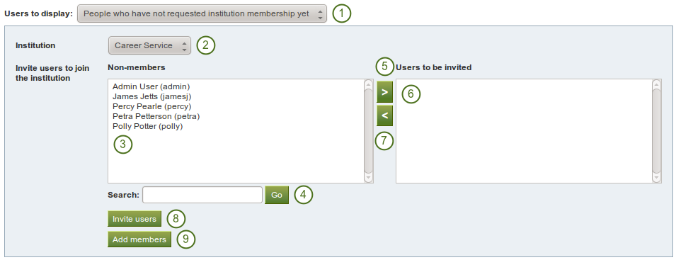 Invite or add users to become institution members