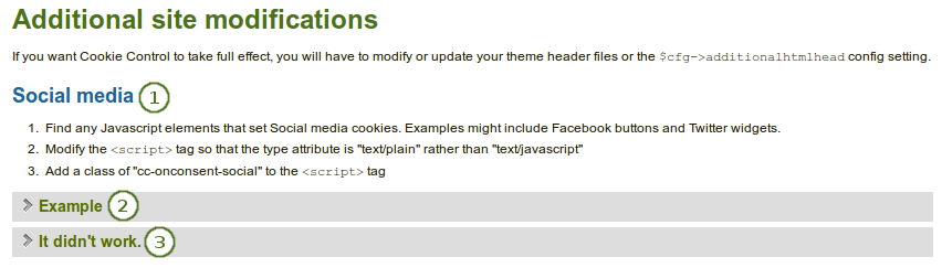 Information on additional modifications necessary for Cookie Consent
