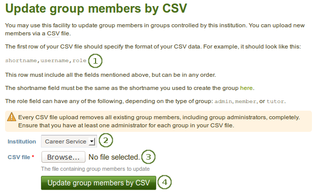 Update group members by CSV