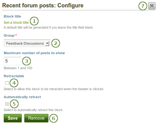 Configure the recent forum posts block