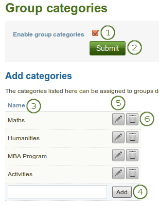 Manage group categories
