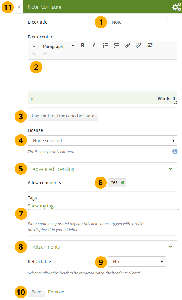 Configure the note block