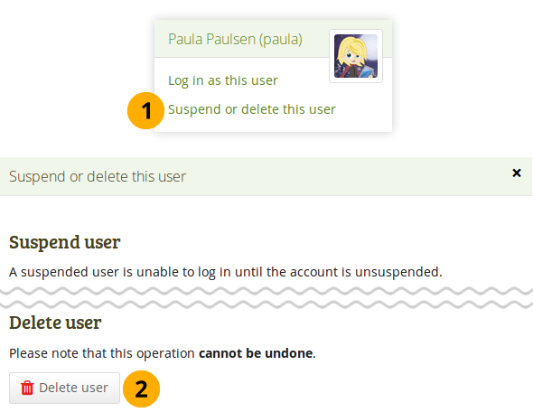 Delete a user account