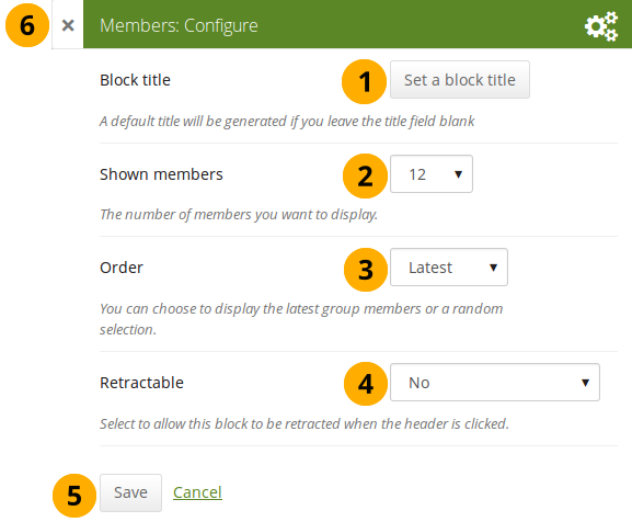 Configure the group pages block