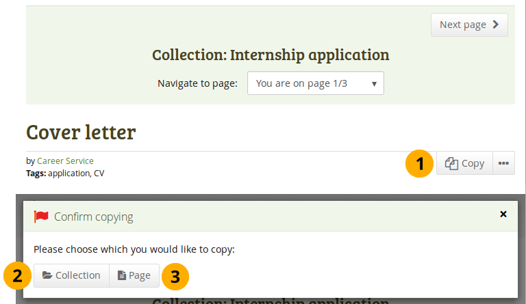 Copy a page or collection