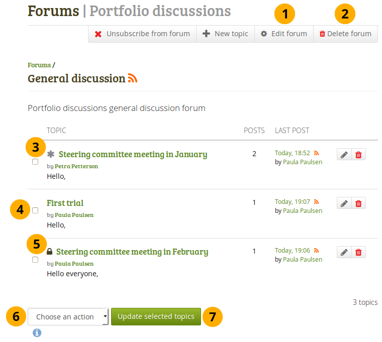 Forum bulk actions by administrators and moderators