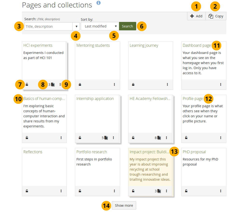 Overview page of "Portfolio"