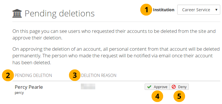 Pending account deletion page