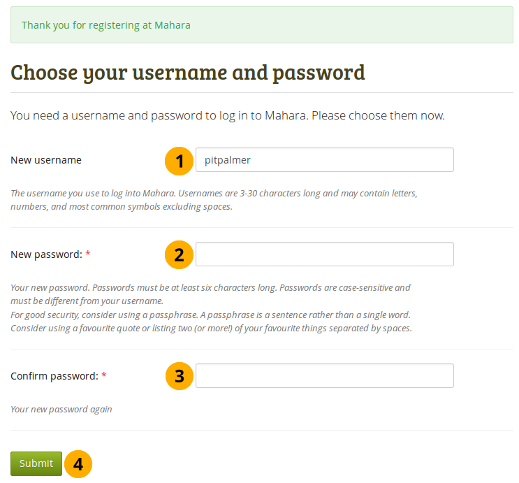 Complete the self-registration for an institution