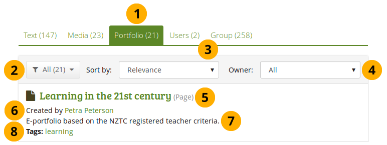 Find portfolio results