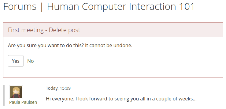 Delete a forum post