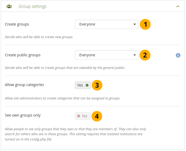 Group settings