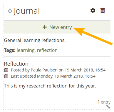 Create a new journal entry directly from the *Entire journal* block