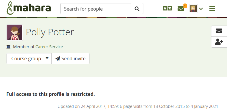 Access to the profile page is restricted