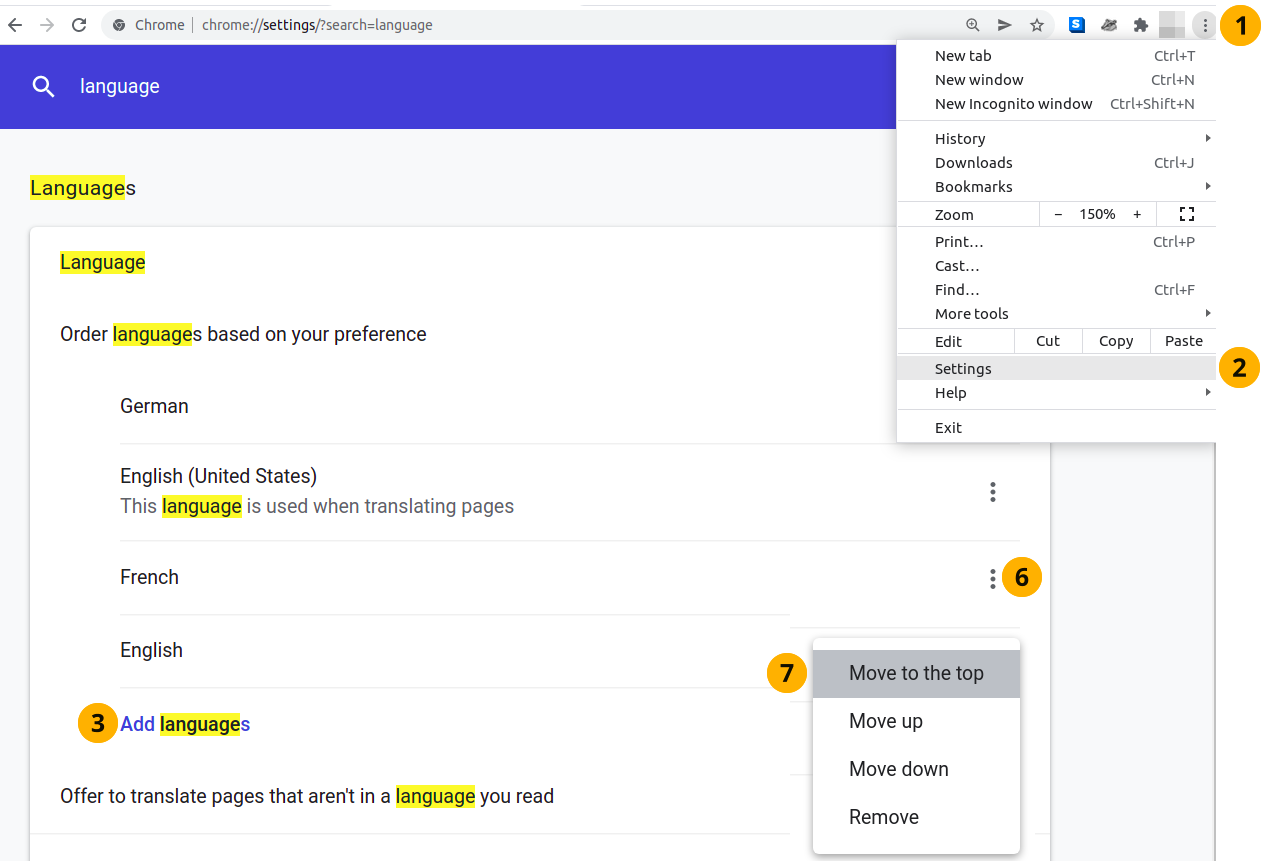 Set your browsing language in Chrome