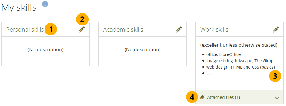 Skills section